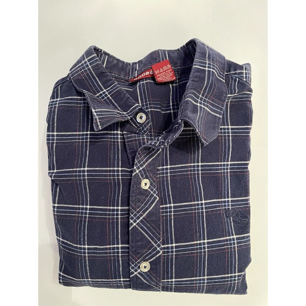 Rocawear Mens Navy Blue Plaid Button Down Shirt‎ Long Sleeve Cotton Large L